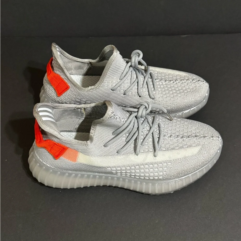 Unbranded Knit Fabric Men’s Sneakers / Light Gray w/ Orange Accent